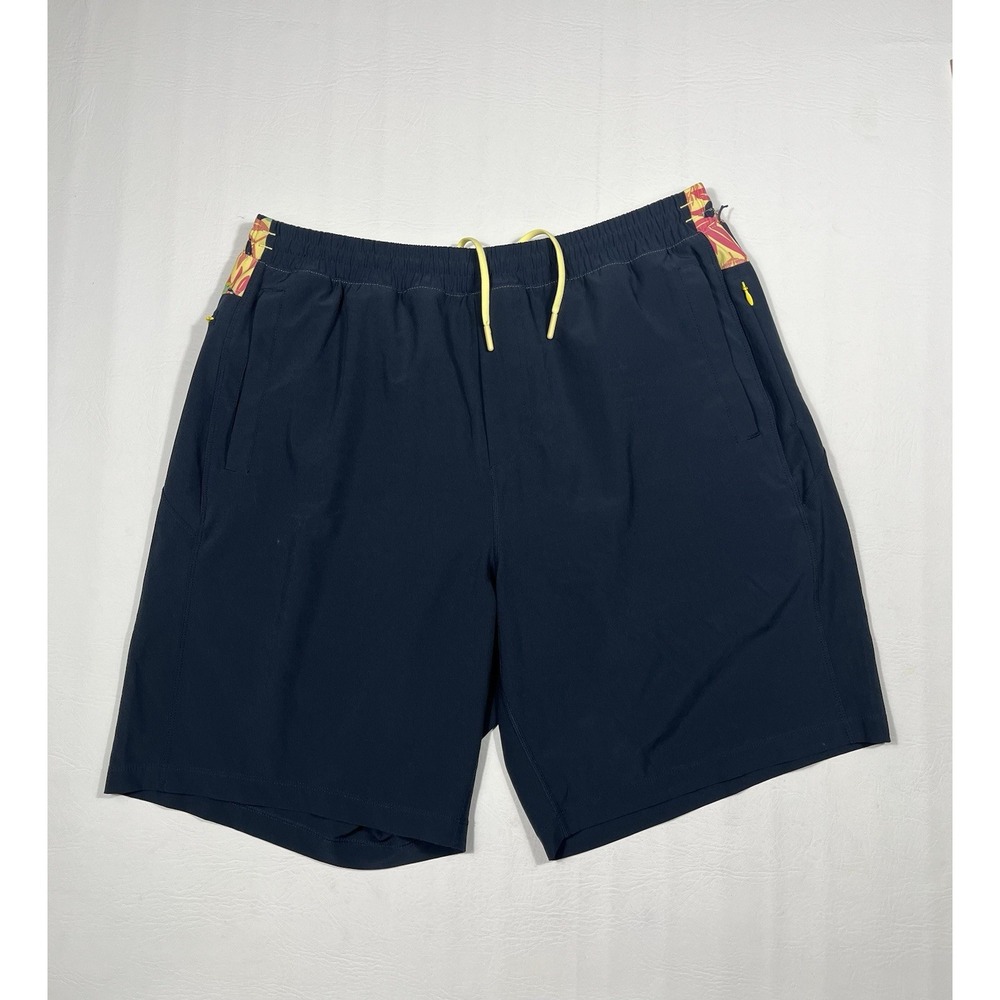 Birddogs Athletic Shorts Mens 2XL Navy Blue Floral Print Long Performance